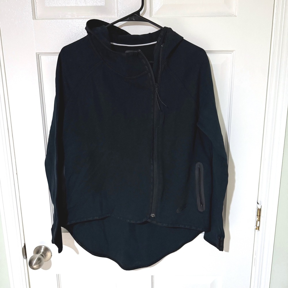 Nike Tech Fleece Asymmetrical Zip Hoodie Black Women Medium 684928-010